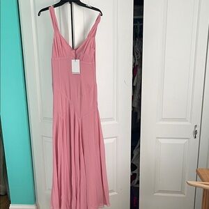 Pink Sleeveless V-Neck Maxi Dress